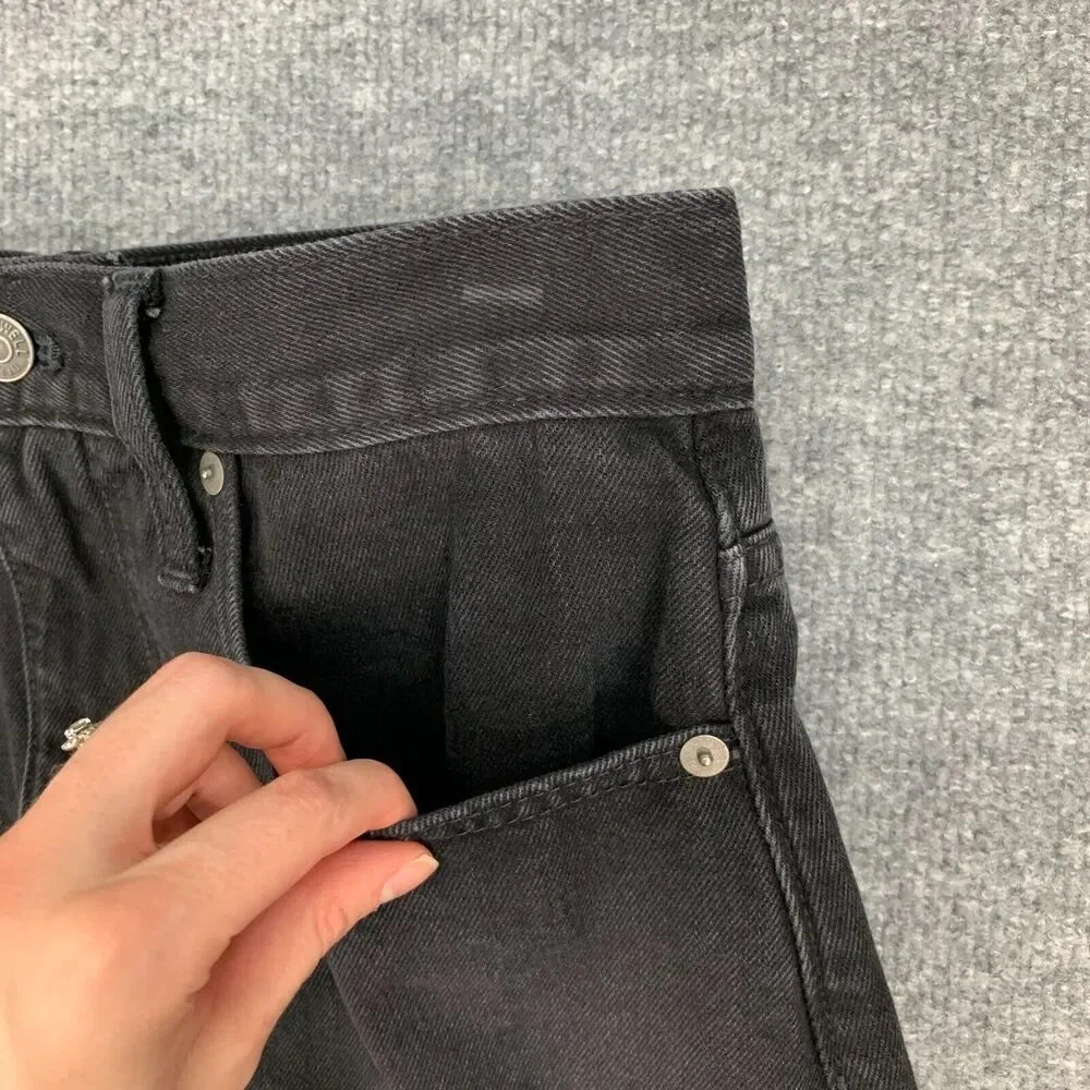 Madewell McCarren Denim Mini Skirt Womens 27 Black Wash Cotton Pockets Raw Hem